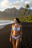 Sandalwood slick triangle bikini top